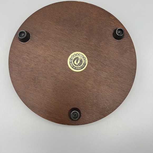 VTG Good Wood Covered Cheese Dish Plate Genuine Teak Wood Glass Dome 7.25" EUC - Picture 5 of 8